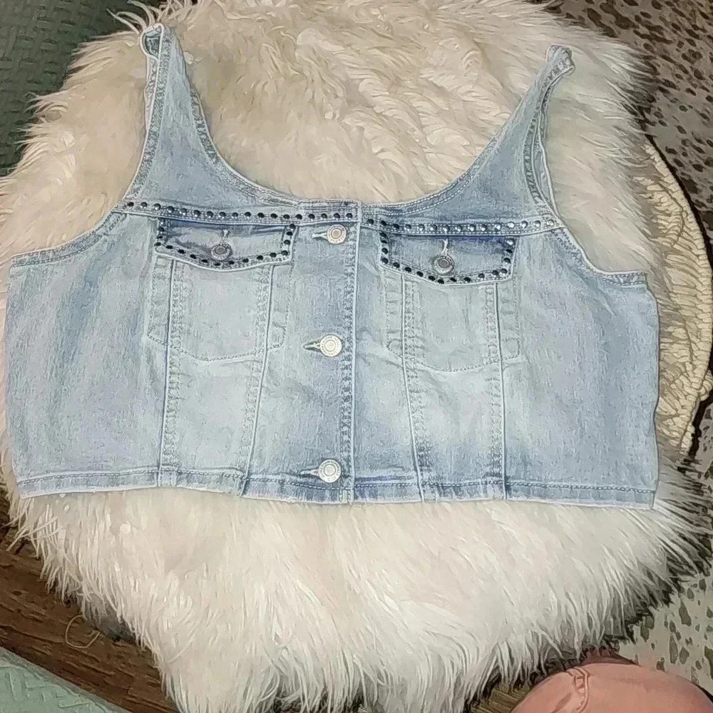 Vanilla Star Denim Crop Top NWOT
